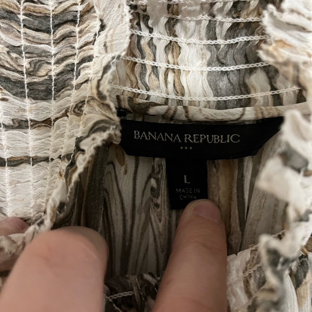 Banana Republic Marble Print Blouse - Cream and Brown - Picture 5 of 6